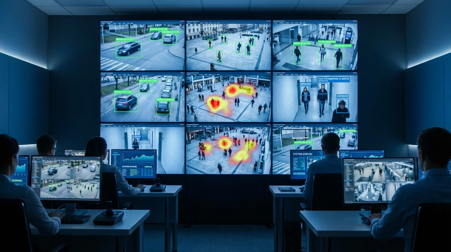 Analytics dashboard and surveillance screens for industrial operations