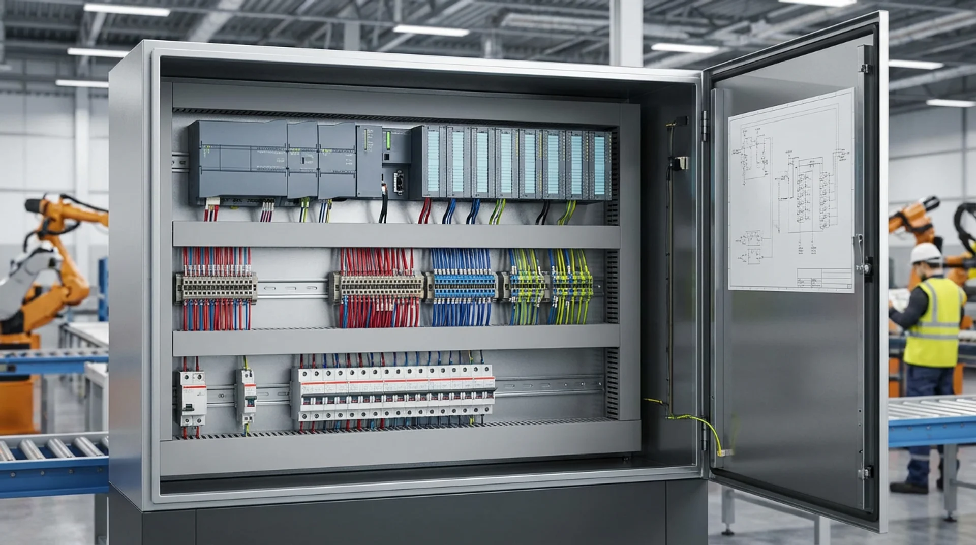 Industrial automation electronics and PLC cabinet